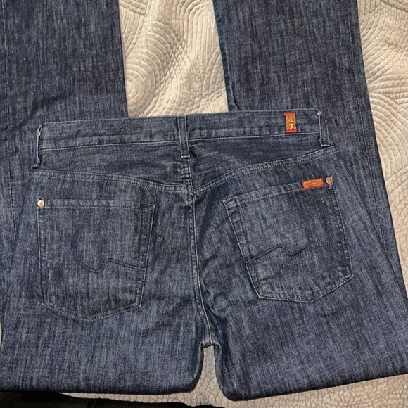7 For All Mankind Blue Straight-Leg Denim Pants Brett Jean - Picture 5 of 8
